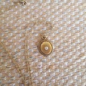 Vintage antique gold tone real diamond charm